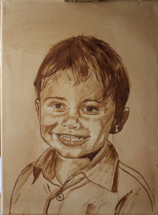 Kinder malen, Gesichter malen altmeisterlich mit Grisaille - <b>Monika Kunze</b> - jona_bistre