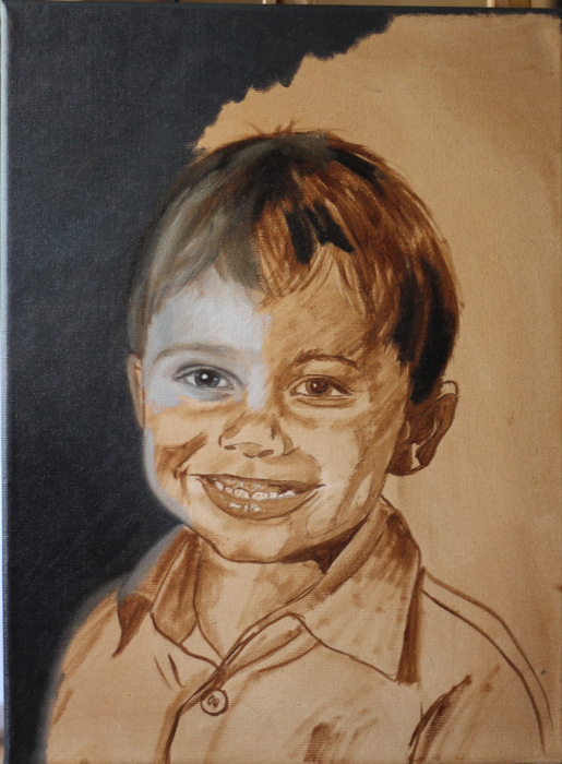 Kinder malen, Gesichter malen altmeisterlich mit Grisaille - <b>Monika Kunze</b> - jona_grisaille1