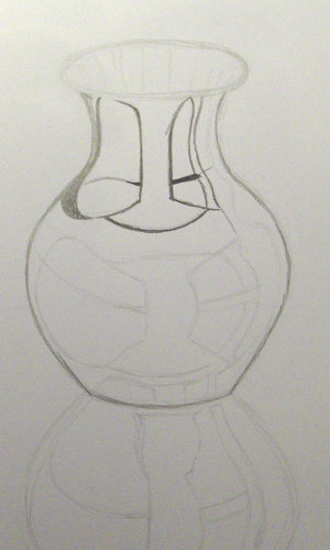 Eine Vase zeichnen aus Metall - Wie zeichnet man Gegenstände aus Metall ?