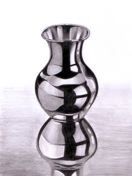 Eine Vase zeichnen aus Metall - Wie zeichnet man Gegenstände aus Metall ?