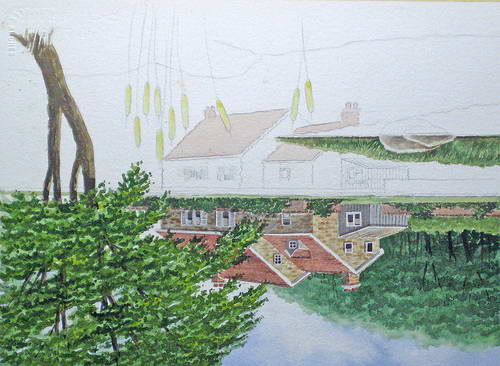Haus am See , Landschaftsbild in Aquarell Anleitung Schritt für Schritt - John Fisher