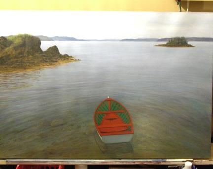 Malen mit Acrylfarben lernen - Ein Boot auf dem See - Brian Rice