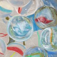 Glaskugeln Murmeln, Reflexion Transparenz Glas mit Pastellkreide zeichnen –Karen Hargett