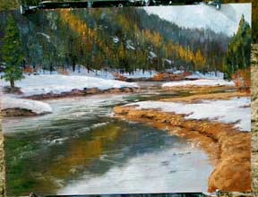 Einen Fluss malen-Wasser mit Ölfarben malen- Donald Neff