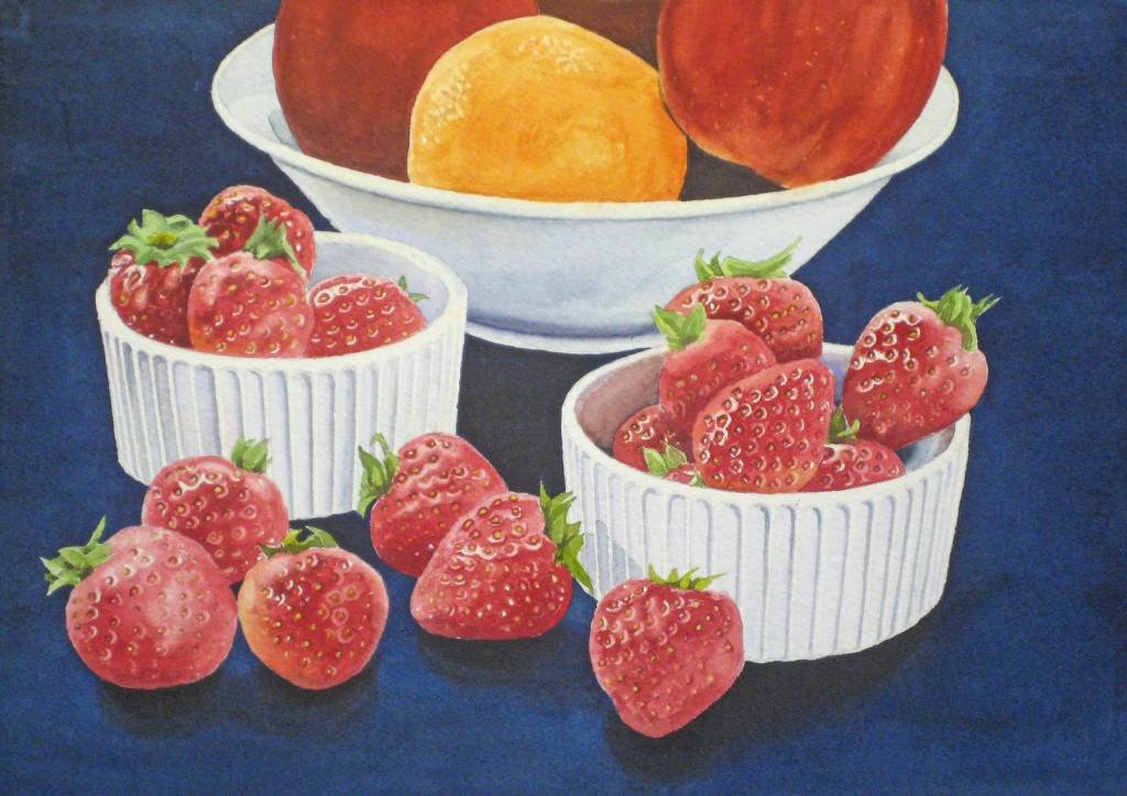 Erdbeeren malen, Früchte malen, Obst malen mit Aquarellfarben malen Teil 2– John Fisher