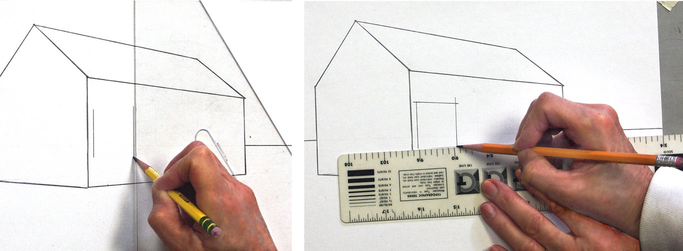 Ein Haus perspektivisch zeichnen mit Fluchtpunkten und Horizontlinie Teil 2–Beschreibung von Mara Mattia
