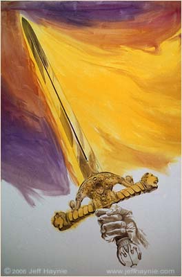Ein Schwert malen - Flammen malen - Fantasy Art mit Ölfarben